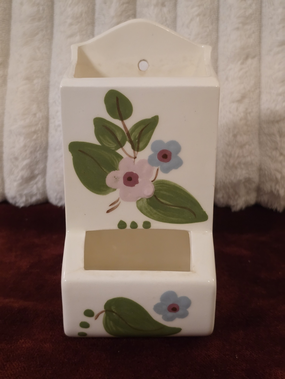 Vtg 40s California Cleminsons Ceramic Matchbox Holder Wall Pocket Hand Painted